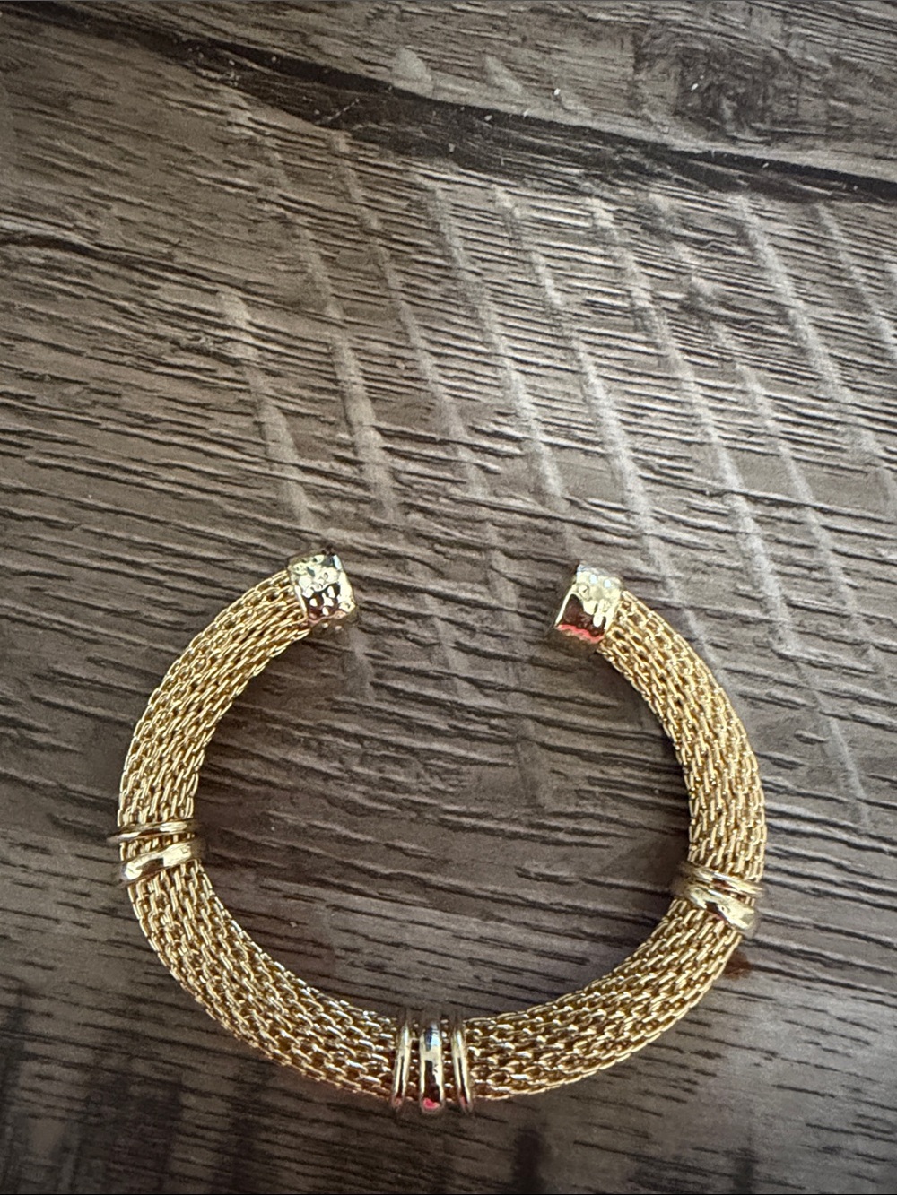 Gold-Tone Woven Mesh Cuff Bracelet - Elegant Women Jewelry